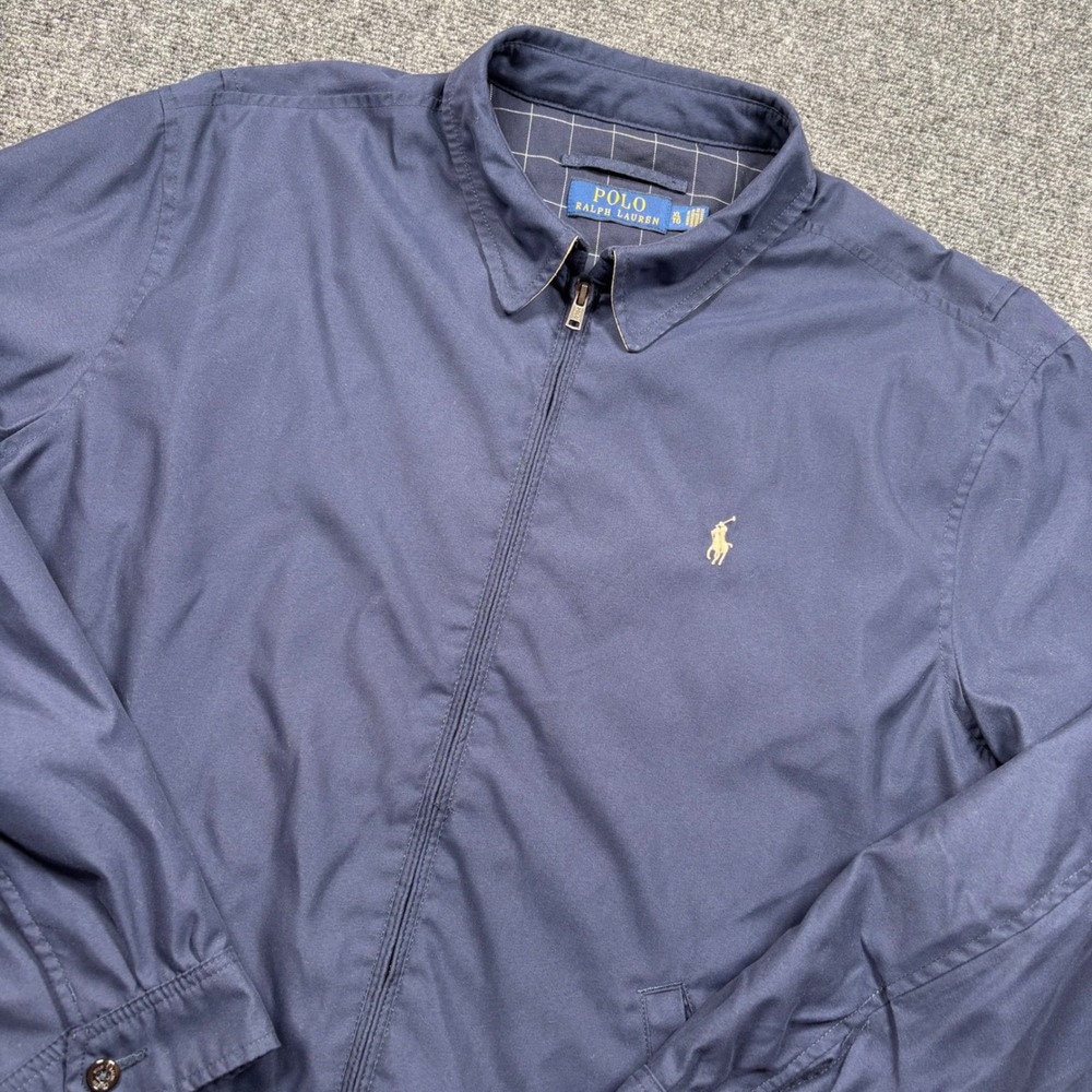 Polo Ralph Lauren Harrington Jacket Mens XL Navy Plaid Lined Pony